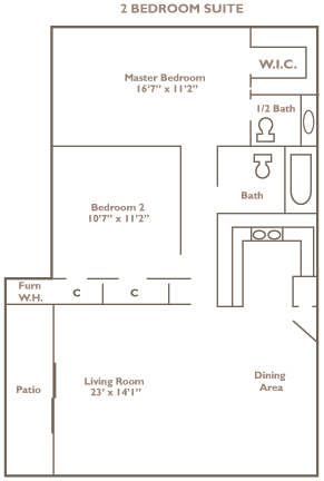2 bedroom suite floor plan